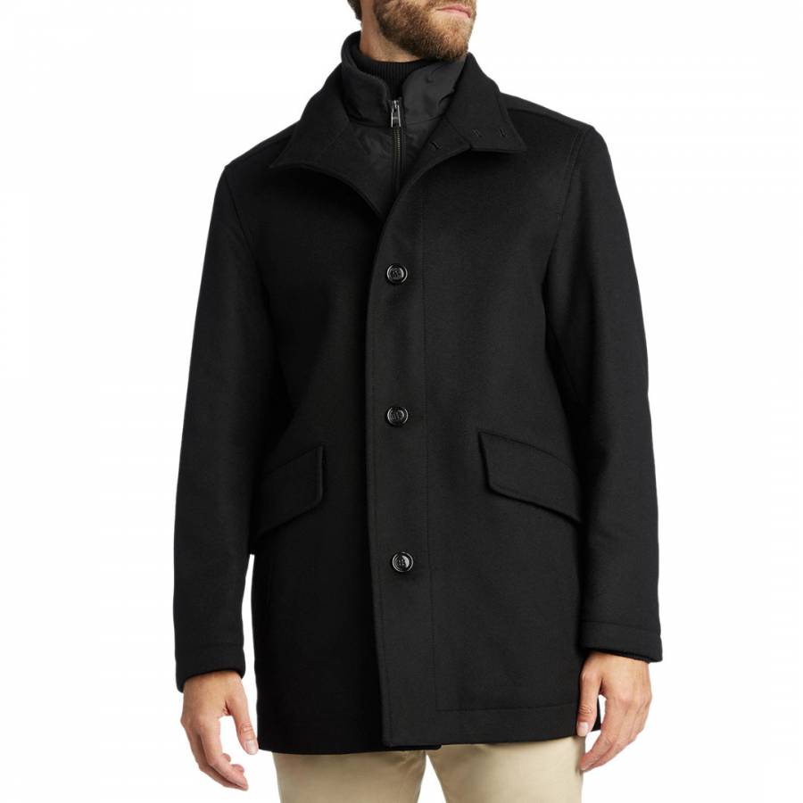 BOSS - Black Coxtan Cashmere/Wool Blend Coat - BLACK - My-Boutique.co.uk