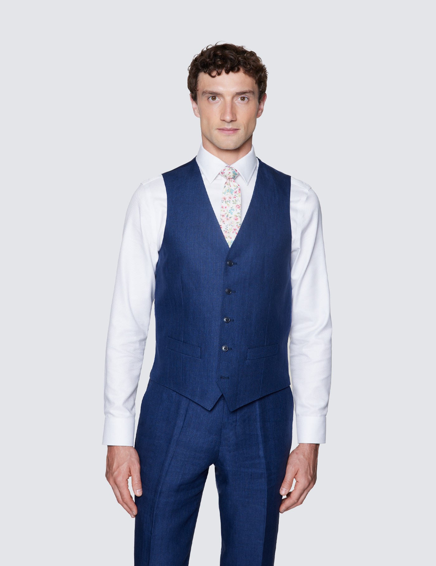 Hawes & Curtis Men's Herringbone Linen Tailored Fit Italian Waistcoat ...
