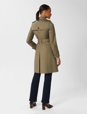 Hobbs Womens Cotton Rich Belted Trench Coat - 8 - Green, Green - My ...