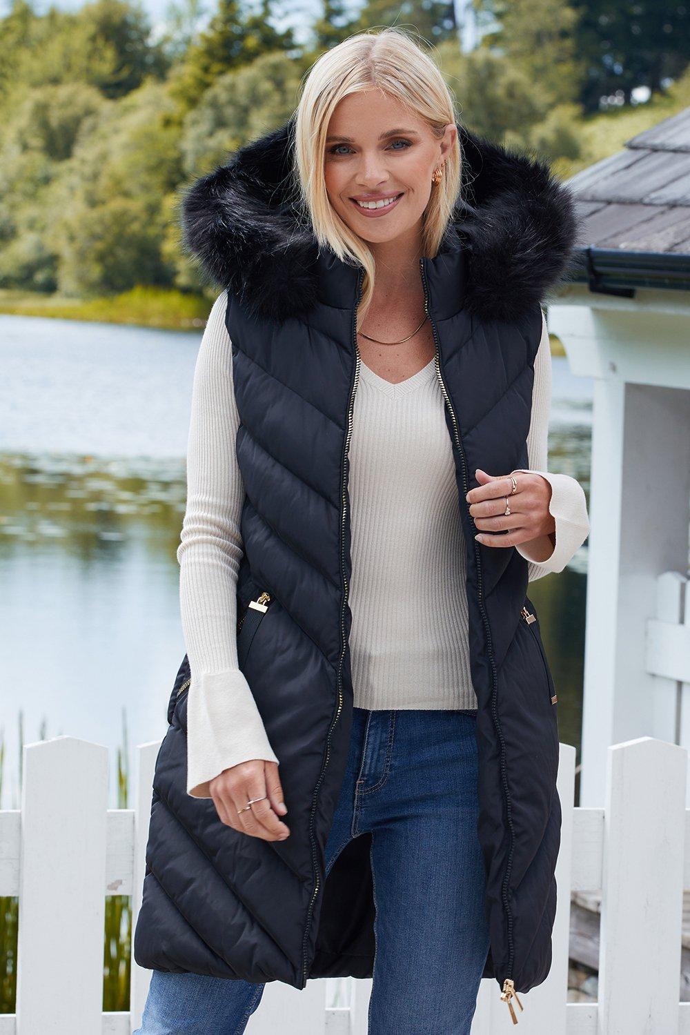 Faux fur hooded gilet uk deals