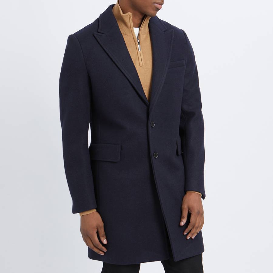 Gianni Feraud Navy Sirus Wool Blend Coat My Boutique