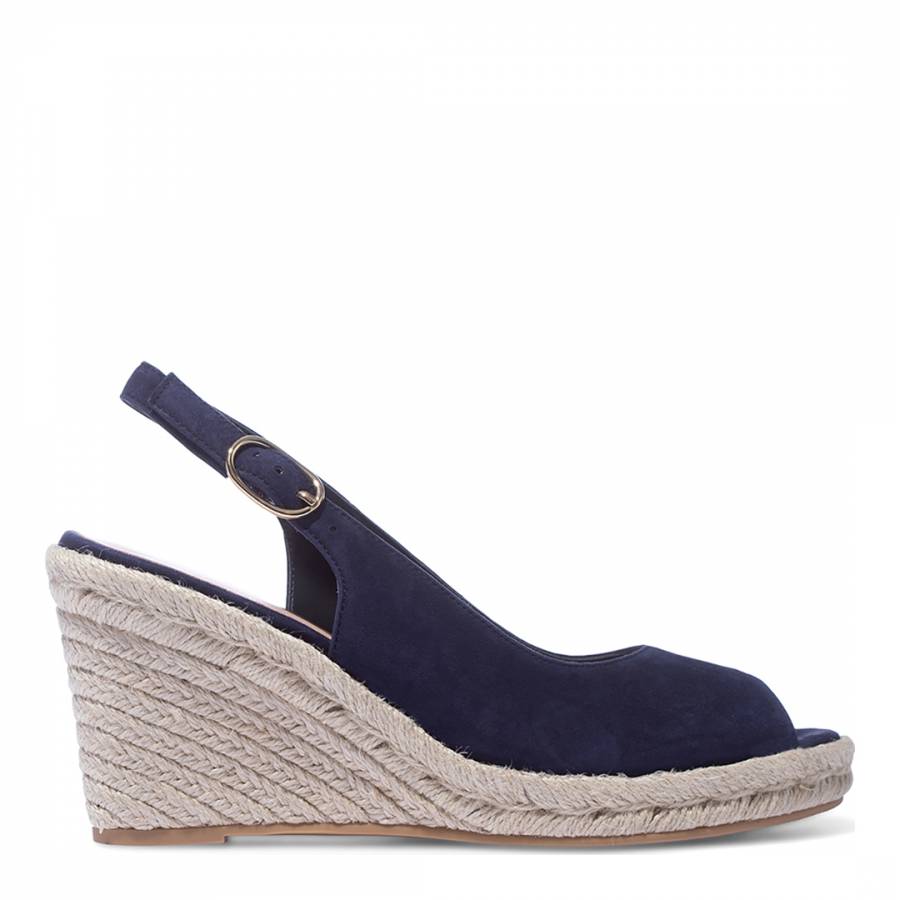 Stuart Weitzman Navy Suede Slingback Espadrilles