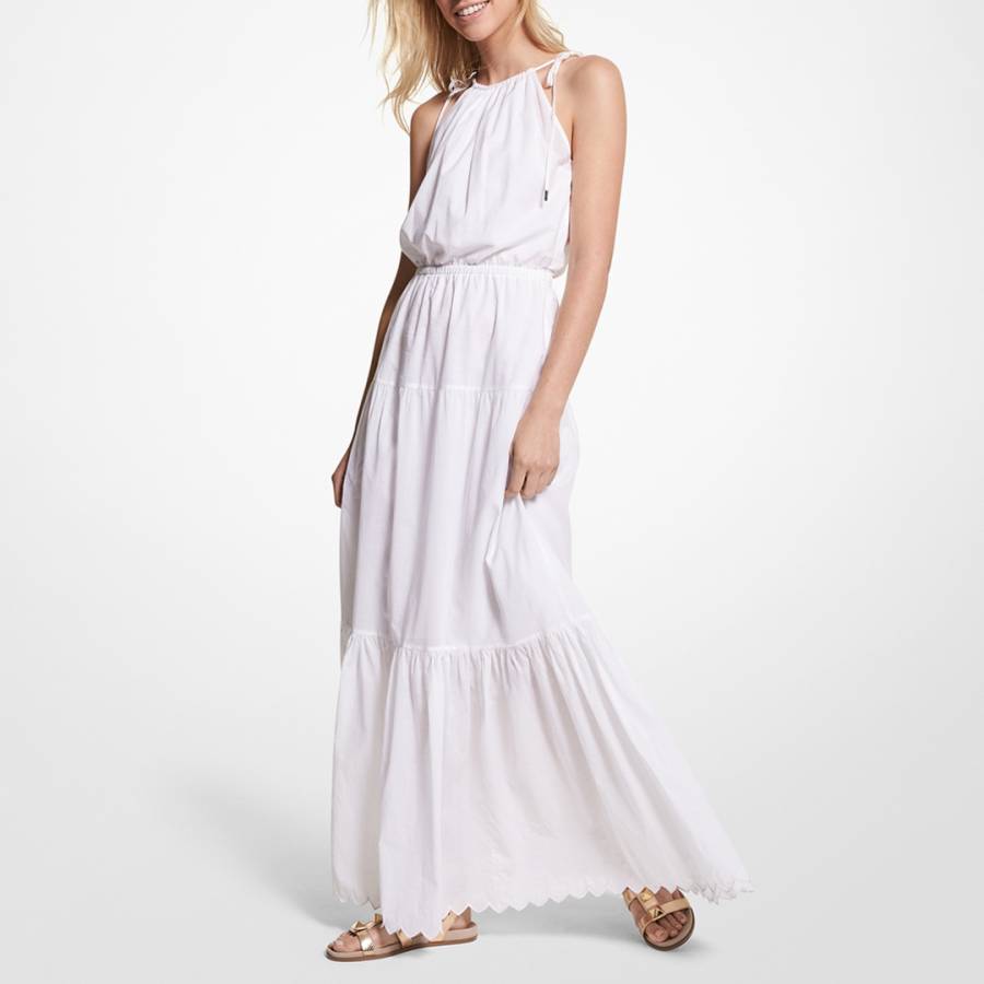 Michael Kors White Cotton Lawn Halter Dress