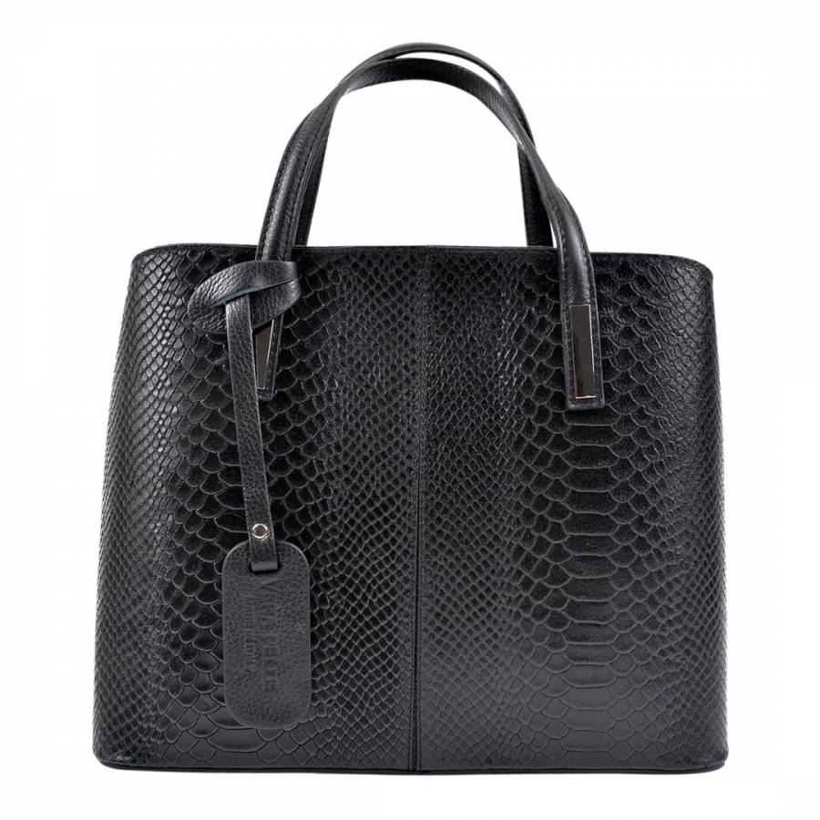 Black leather top handle bag clearance