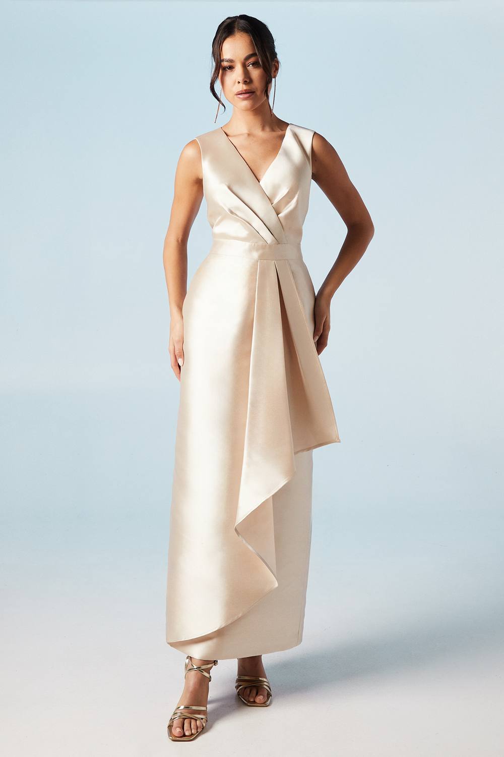 sachin and babi light blue dress Sexy Champagne V-neck Split Front Bridesmaid Dress GBD113