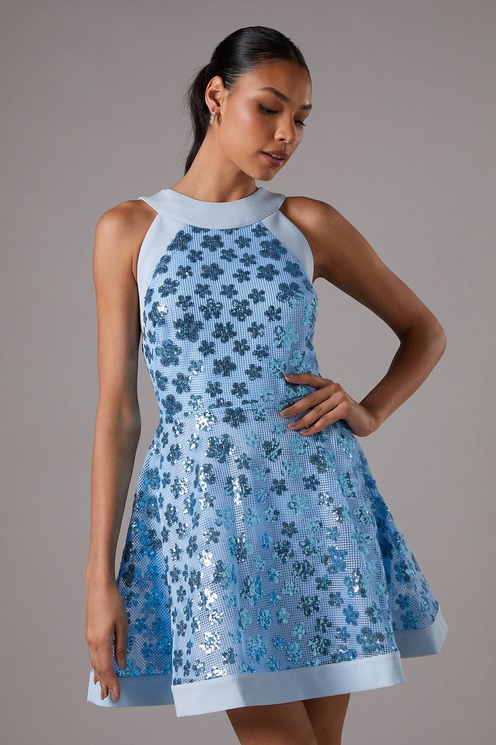 knee length dresses for ladies Caprio - White Belted Skater Dress | Skater Dresses main image 1