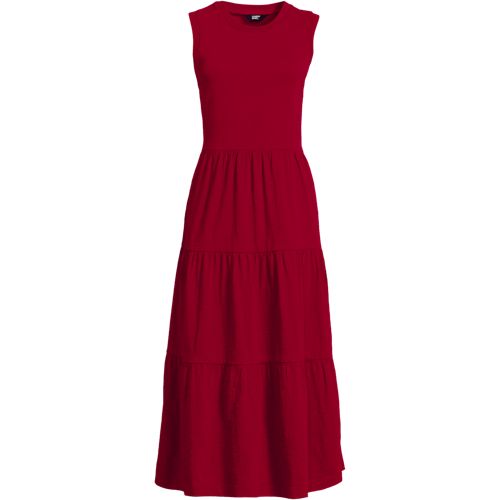 lands end sleeveless tiered maxi dress Lands End Women's Sleeveless Tiered Maxi Dress Sun Yellow Lemon 2X Tall  20W-22W